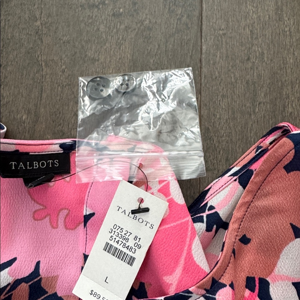 NWT Talbots Pink and Navy Floral Top - Picture 5 of 6